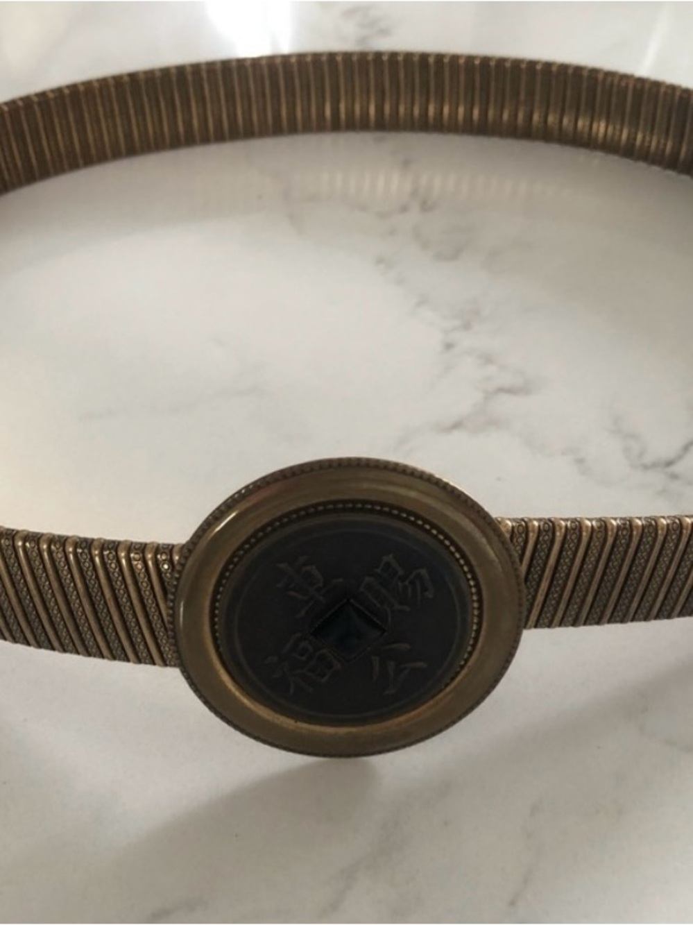 Vintage Jan Michaels San Francisco Belt Gold Tone Coin Buckle Stretch